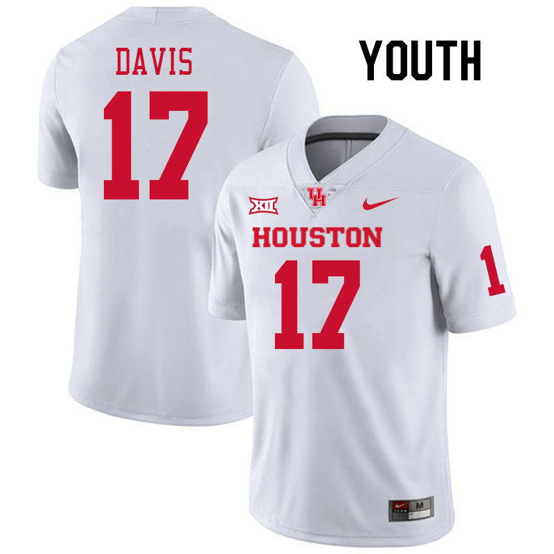 Youth #17 Kriston Davis Houston Cougars College Football Jerseys Stitched-White